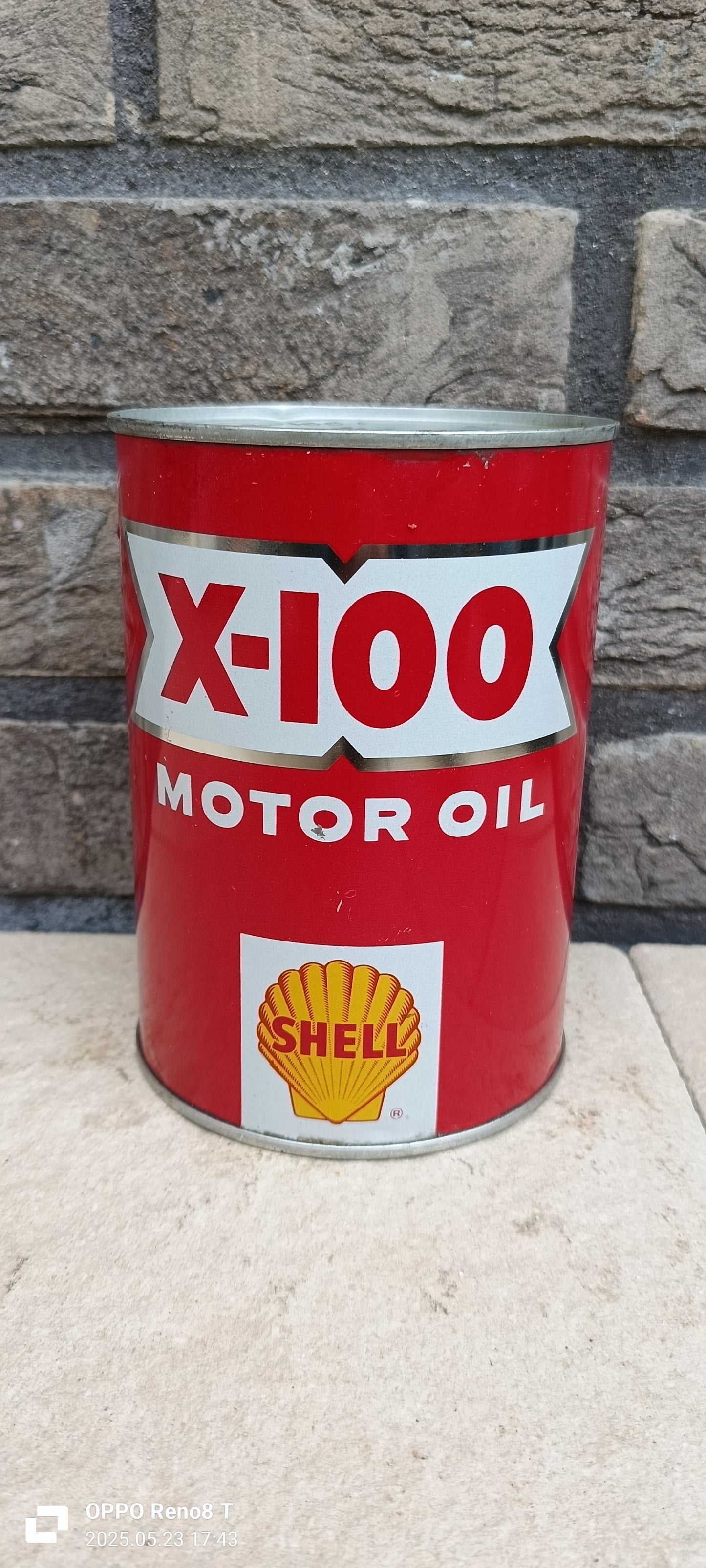 SHELL X100 1 Quart oil can USA