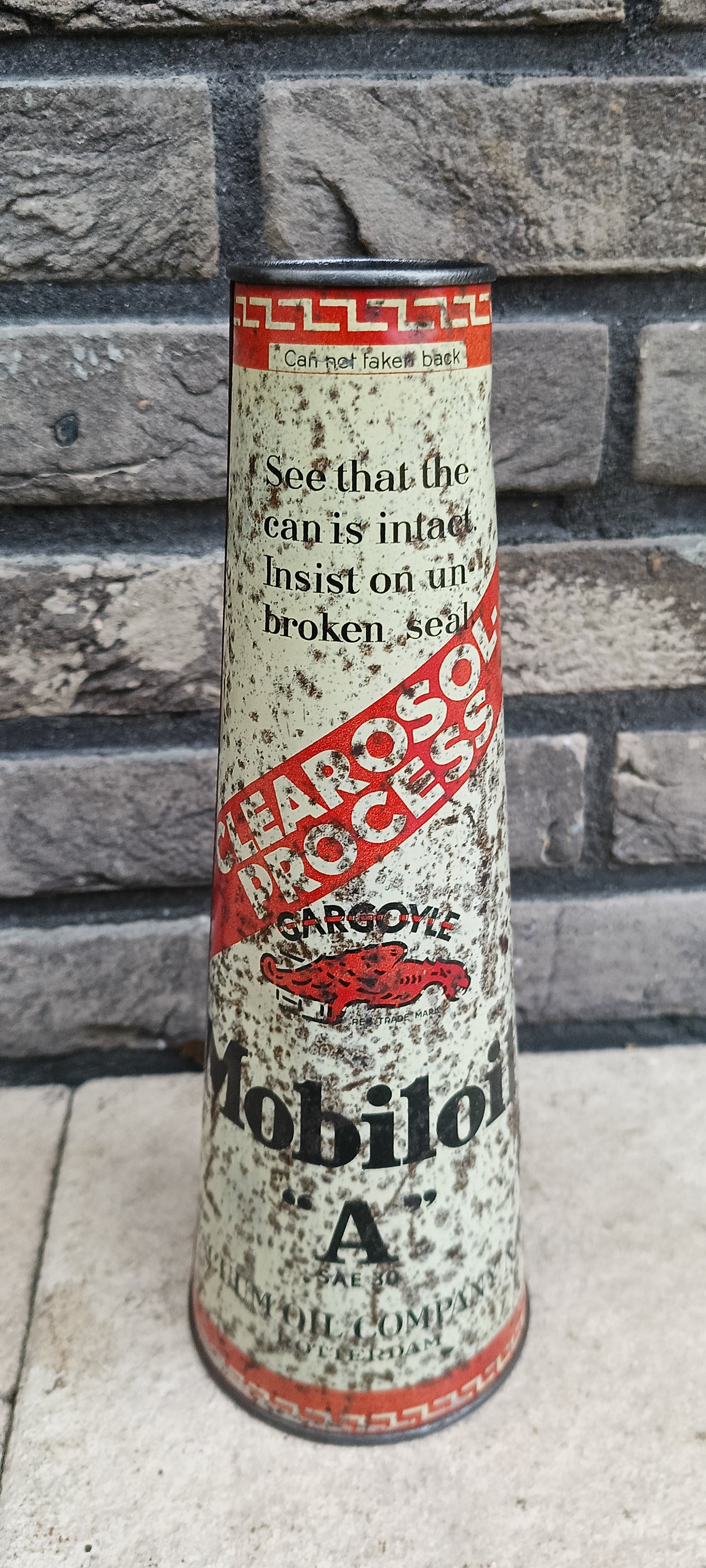 Conisch MOBILOIL olie blik